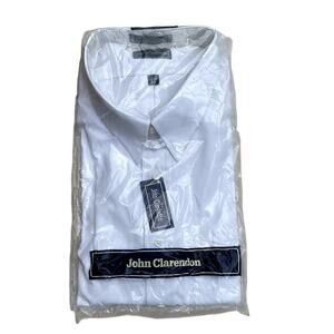 John Clarendon Button Up Shirt Mens 19-34 Big Long Sleeve